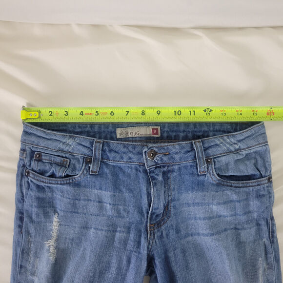 GJG Jeans Juniors 9 Blue Denim Low‎ Rise Womens Destroyed Skinny Leg Distressed - Picture 3 of 16
